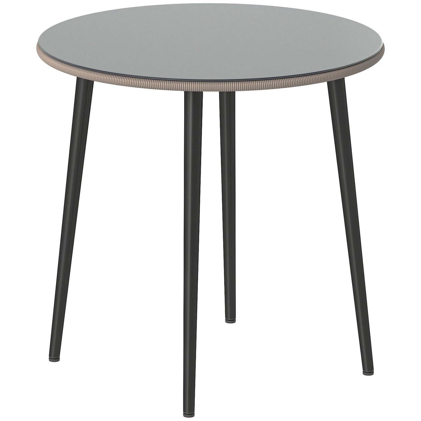 Outsunny Mesa De Comedor De Jardín Con Tablero Vidrio Templado 80x80x74 Cm Gris_0