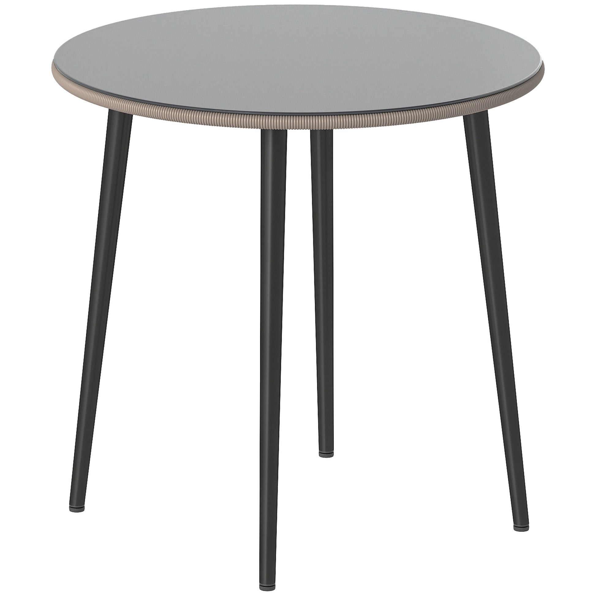 Outsunny Mesa De Comedor De Jardín Con Tablero Vidrio Templado 80x80x74 Cm Gris_0
