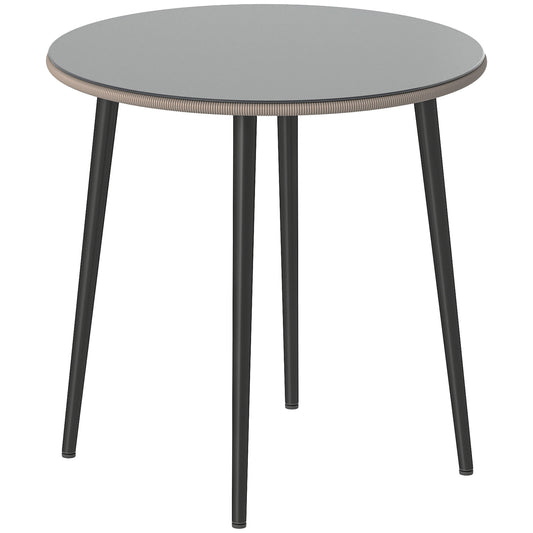 Outsunny Mesa De Comedor De Jardín Con Tablero Vidrio Templado 80x80x74 Cm Gris_0