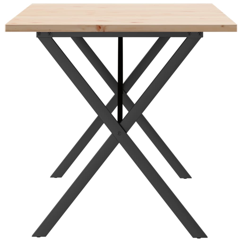 Mesa De Comedor Marco X Madera Maciza Pino Acero 160x80x75,5 Cm_3