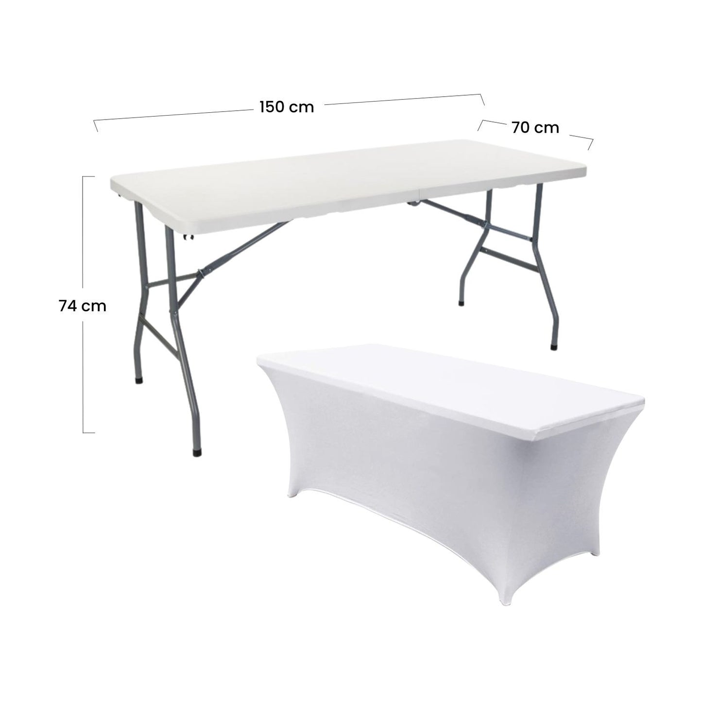 Mesa Plegable 150cm Blanca + Funda Catering 7house_3