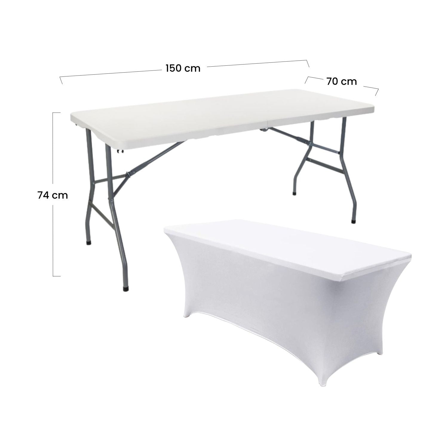 Mesa Plegable 150cm Blanca + Funda Catering 7house_3