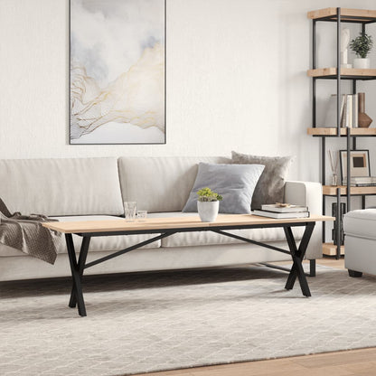 Mesa De Centro Marco X Madera Maciza Pino Y Acero 160x40x45 Cm_1