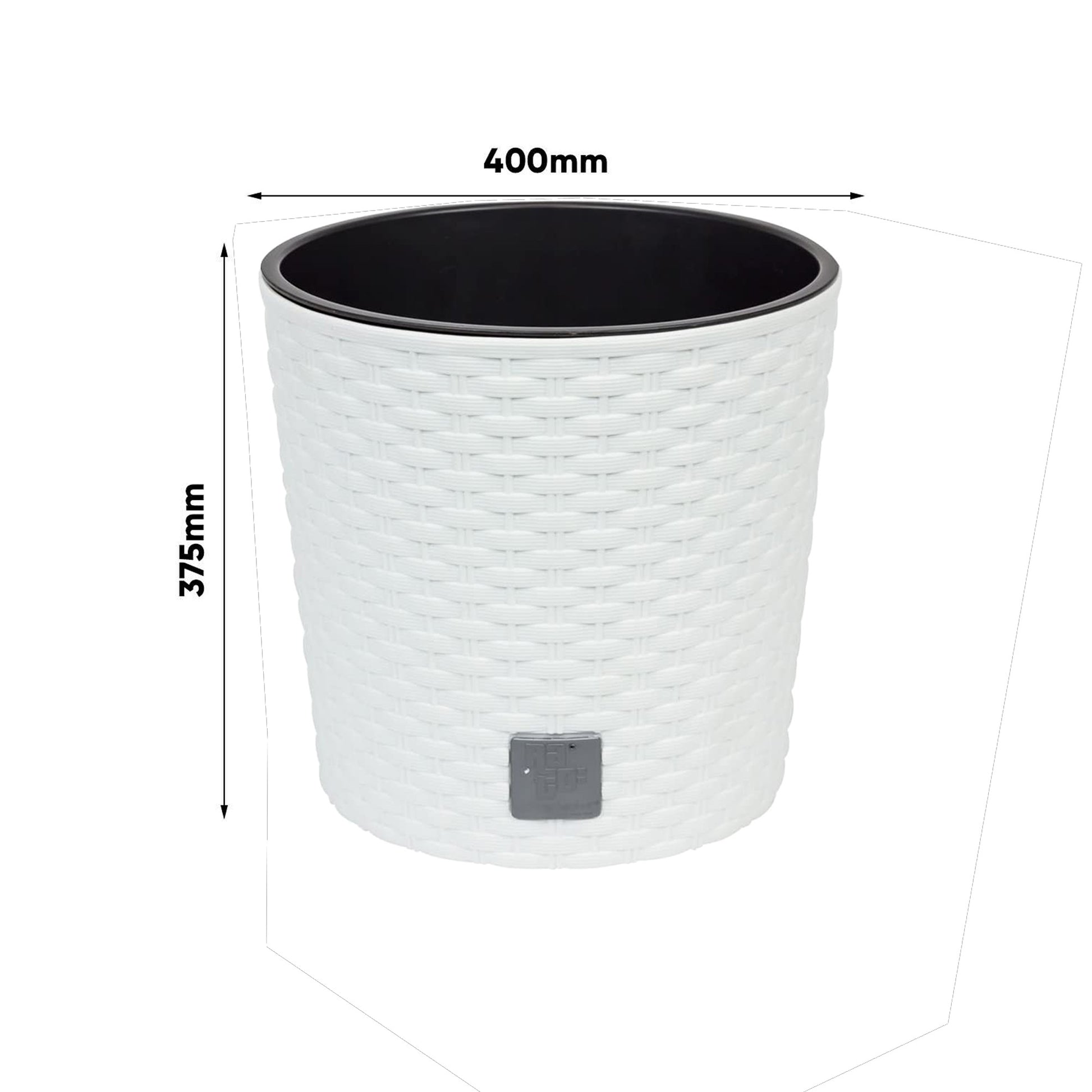 Maceta Redonda 37,65 Litros Rato Con Cubilete Para Plantar En Color Blanco 40 X 40 X 37,5 Cm_1