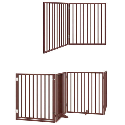Vidaxl Puerta De Perros Plegable 12 Paneles Madera Álamo Marrón 960 Cm_2