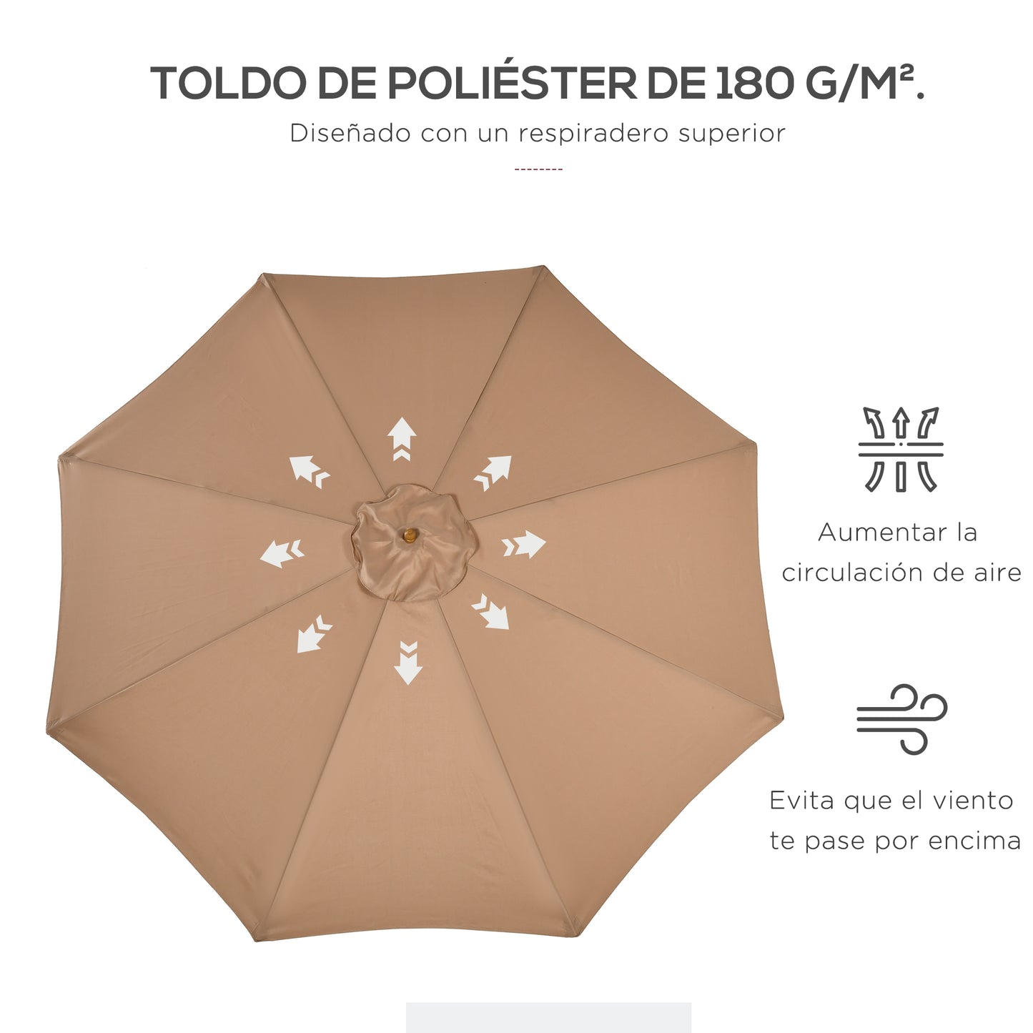 Outsunny Sombrilla De Jardín Ø300 Cm Con Sistema De Polea Y Techo Ventilado_5