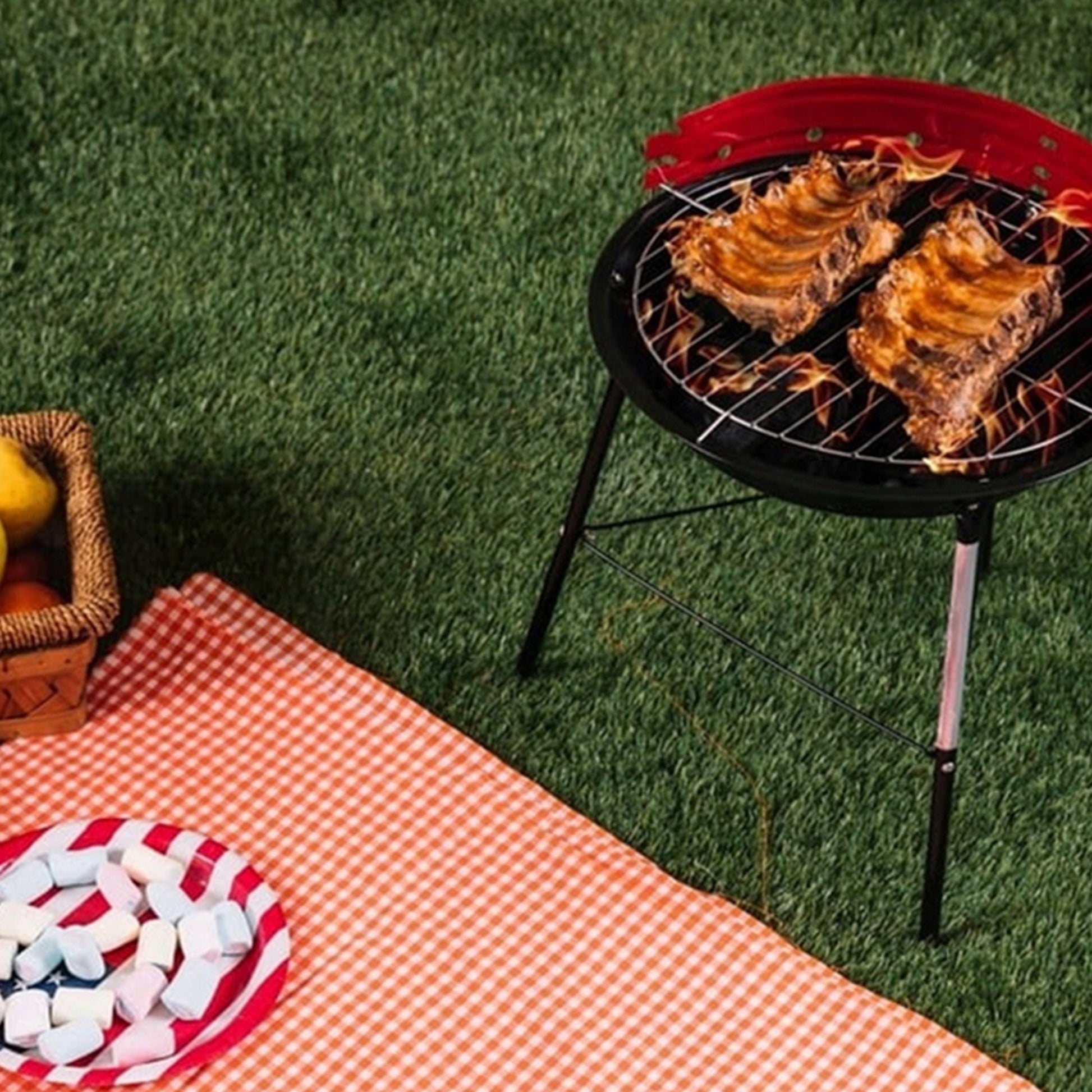 Well Home Barbacoa De 3 Patas Con Parrilla Cromada En Color Negro 32x33x55cm_3