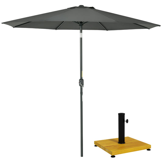 Outsunny Conjunto De Sombrilla Incluye 1 Sombrilla De Jardín Y 1 Base Cuadrada_0