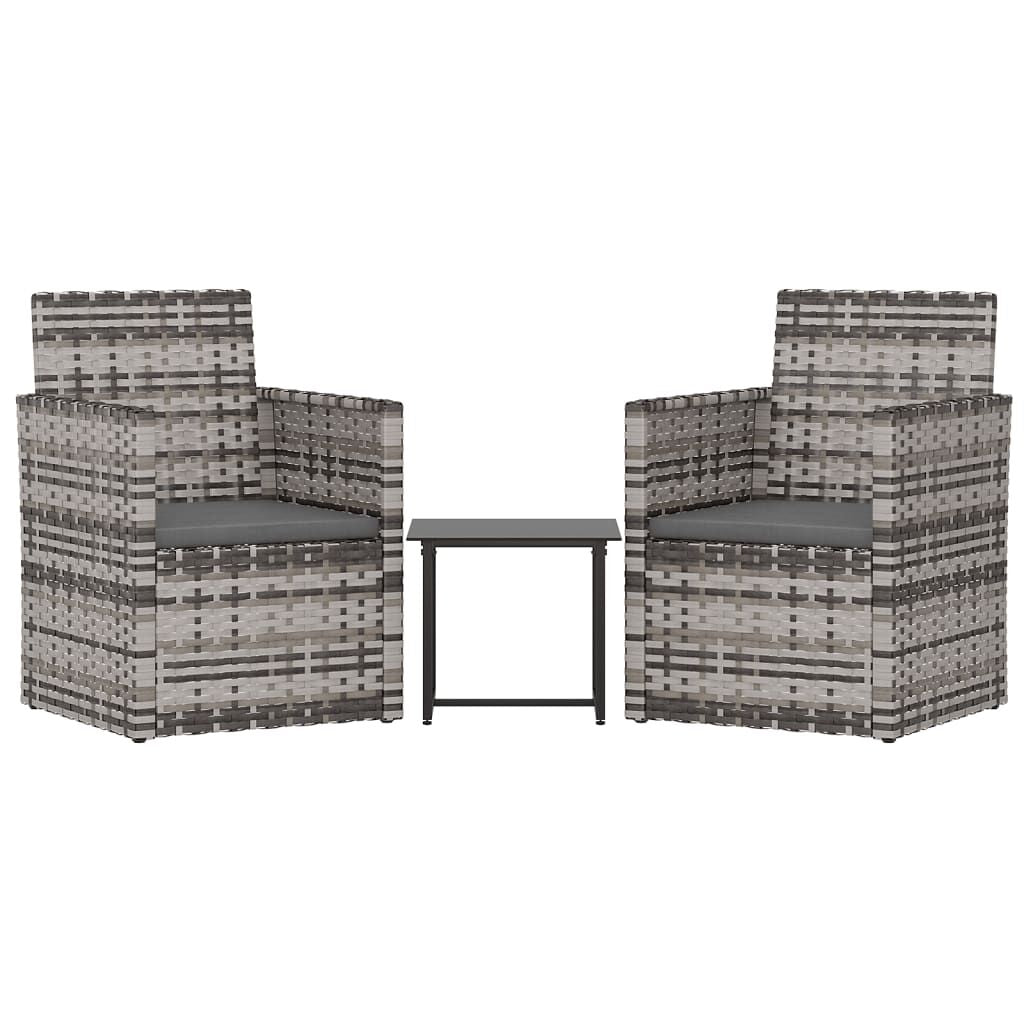 Vidaxl Muebles De Jardín Con Cojines 3 Piezas Ratán Sintético Gris_0