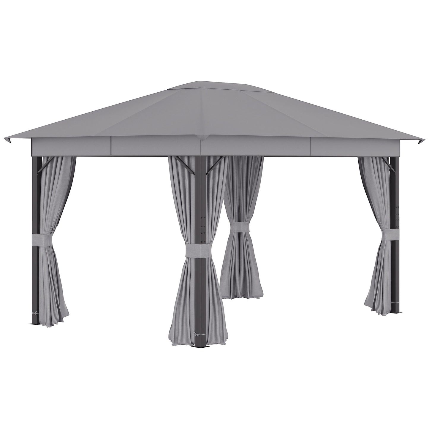 Outsunny Cenador Jardín 4x3 M Con Techo De Ventilación 4 Cortinas Para Exterior_0