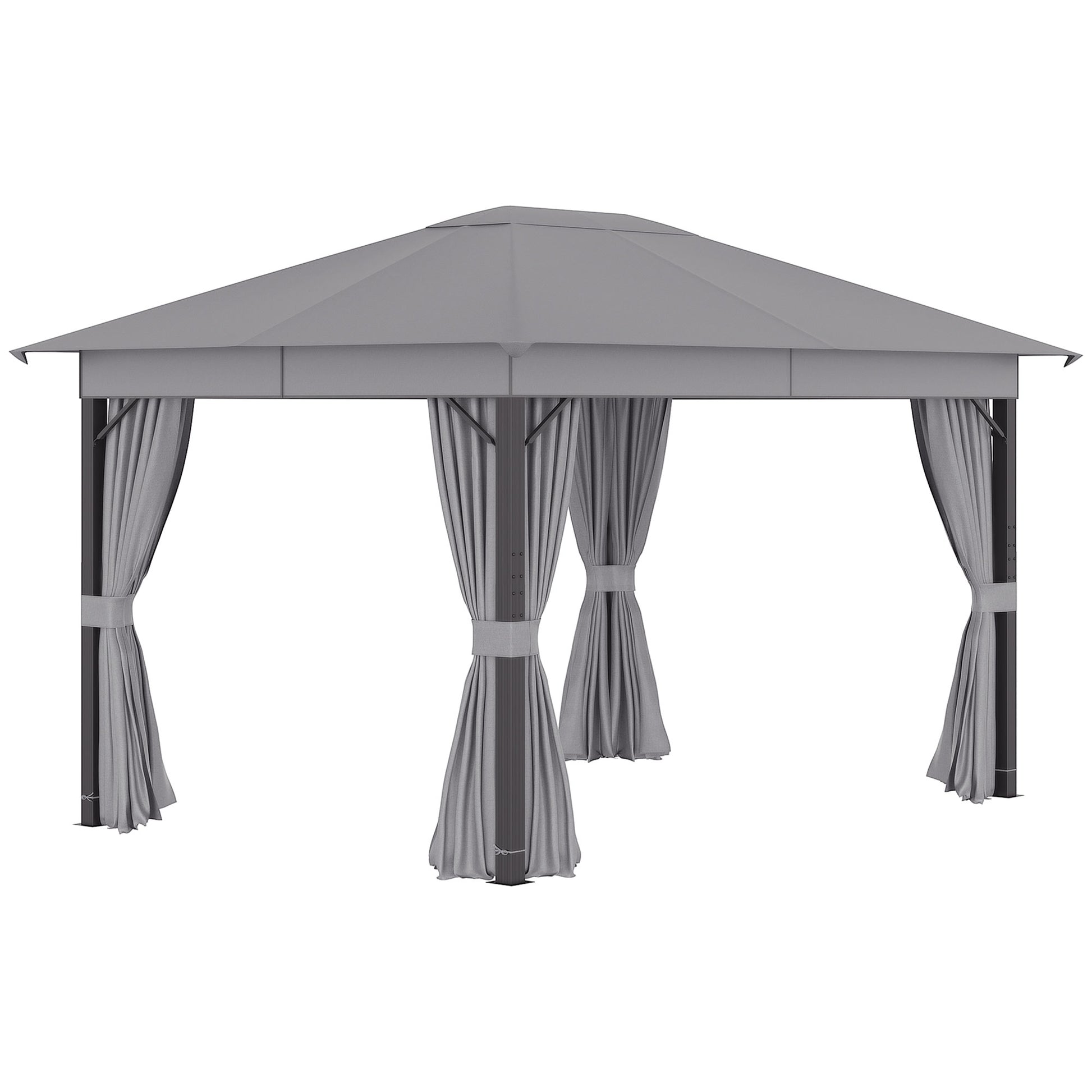 Outsunny Cenador Jardín 4x3 M Con Techo De Ventilación 4 Cortinas Para Exterior_0