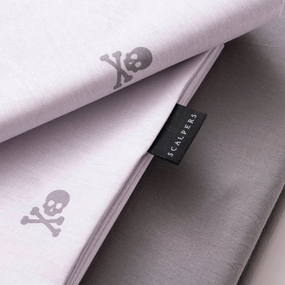 Set Cama (funda Nórdica 250x230cm + 2 Fundas Almohada 50x85cm) 100% Algodón 144tc Gris Oscuro & Gris Claro Calaveras Scalpers Home