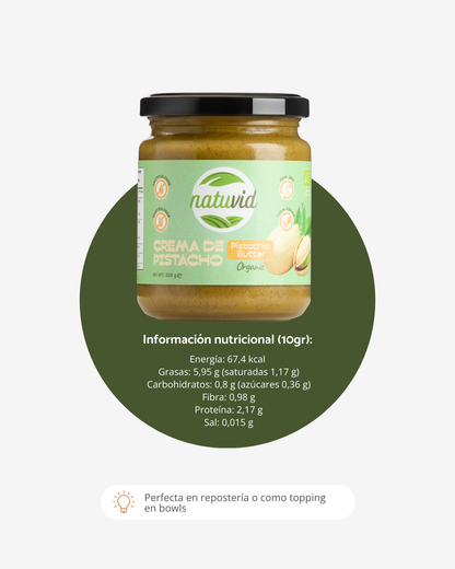 Crema de Pistacho BIO Natuvid (250g) 100% Natural – Sin Azúcar Añadido, Sin Gluten, Sin Lactosa y Vegana_3