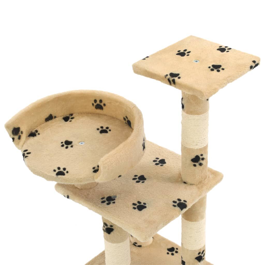Vidaxl Rascador Para Gatos Poste De Sisal 65 Cm Huellas Beige_3