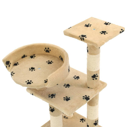Vidaxl Rascador Para Gatos Poste De Sisal 65 Cm Huellas Beige_3