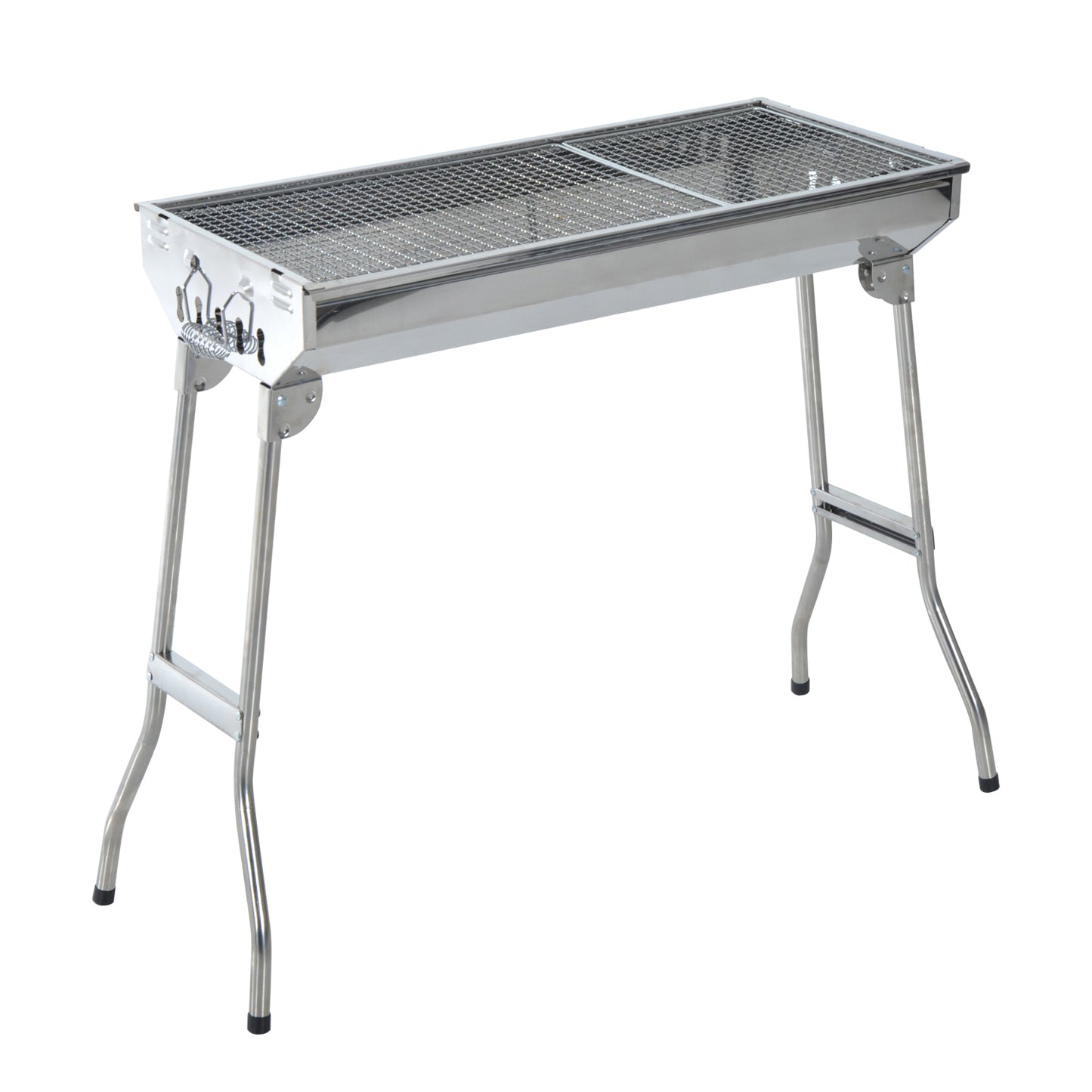 Outsunny Barbacoa Portátil Y Plegable Acero Inoxidable Parrilla 73x33x71cm Plata_0