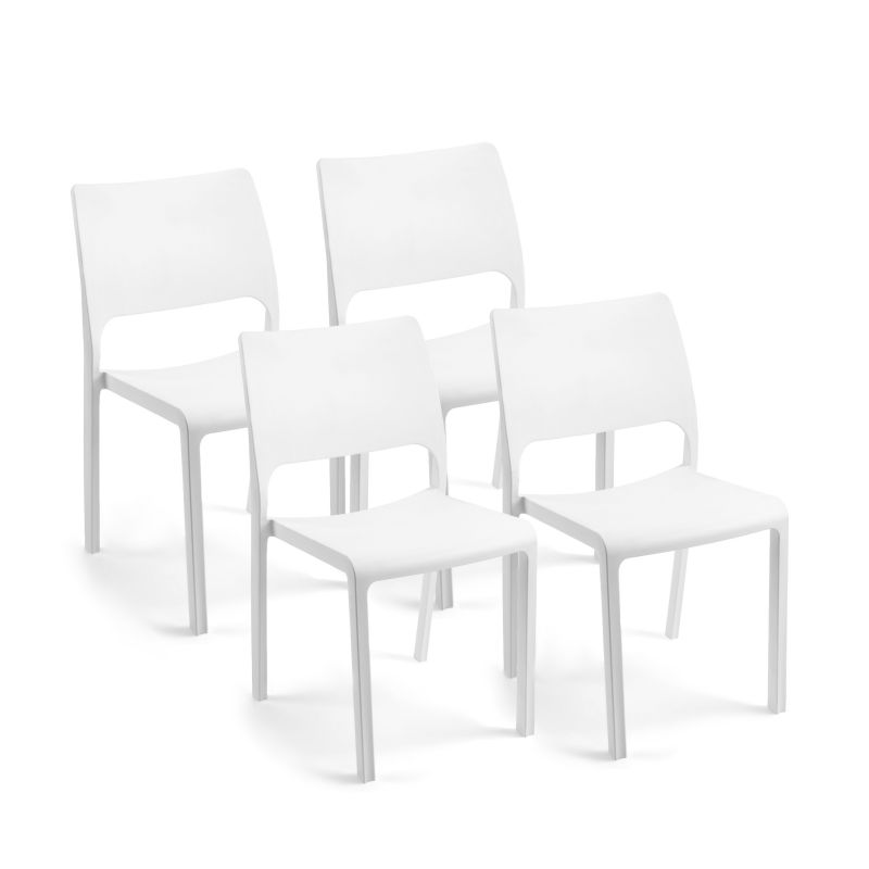 Pack 4 Sillas De Exterior Shine Apilables, Polipropileno, Blanco, 53 X 82 X 58_1