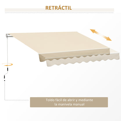 Outsunny Toldo Manual Retráctil Plegable Con Manivela Exterior 295x245 Cm Beige_3