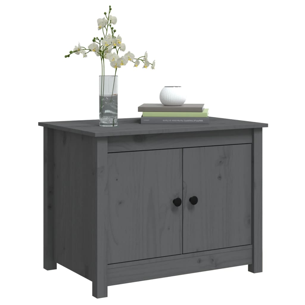 Mesa De Centro De Madera Maciza De Pino Gris 71x49x55 Cm_2