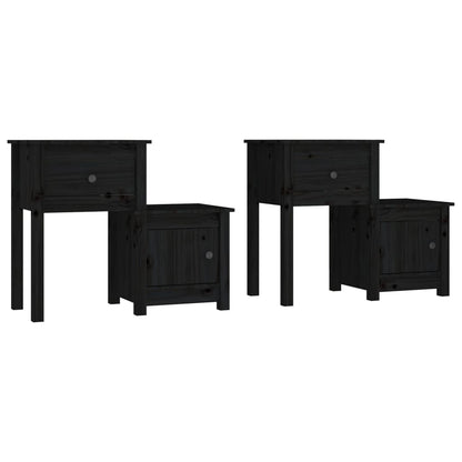 Mesitas De Noche 2 Uds Madera De Pino Negro 79,5x38x65,5 Cm_0