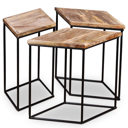 Mesa De Centro De Madera Maciza De Mango 56x48x40 Cm_4