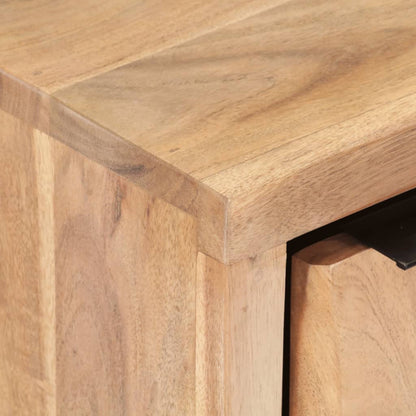 Mesita De Noche Madera Maciza Acacia Borde Natural 40x30x50 Cm_3