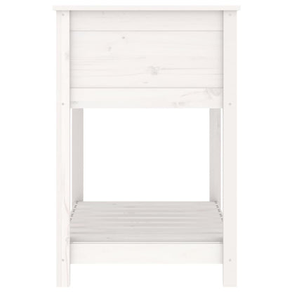 Jardinera Con Estante Madera Maciza De Pino Blanco 82,5x54x81cm_5