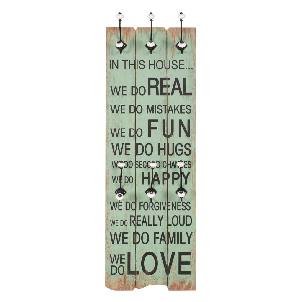 Perchero De Pared Happy Love Con 6 Ganchos 120x40 Cm_0