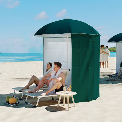 Outsunny Sombrilla De Playa Con Panel Lateral Apertura Manual Ø220x220 Cm Verde_1