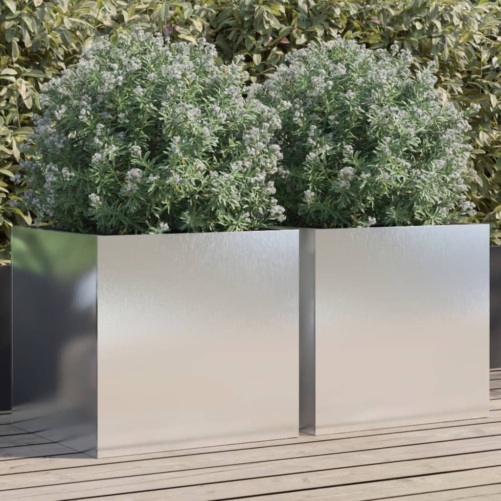 Jardineras 2 Unidades Acero Inoxidable Plateado 49x47x46 Cm_1