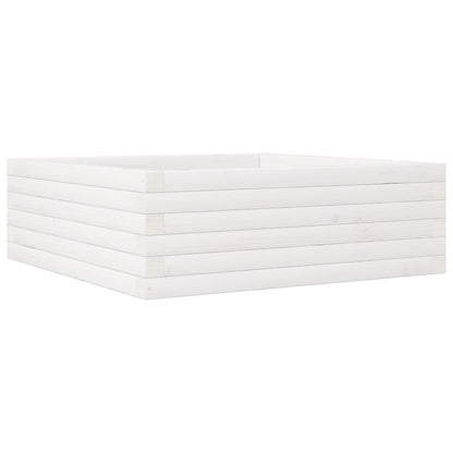 Jardinera De Madera Maciza De Pino Blanca 70x70x23 Cm_0