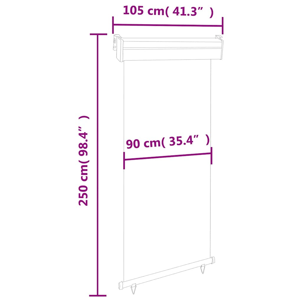 Vidaxl Toldo Lateral De Balcón Gris 105x250 Cm_2