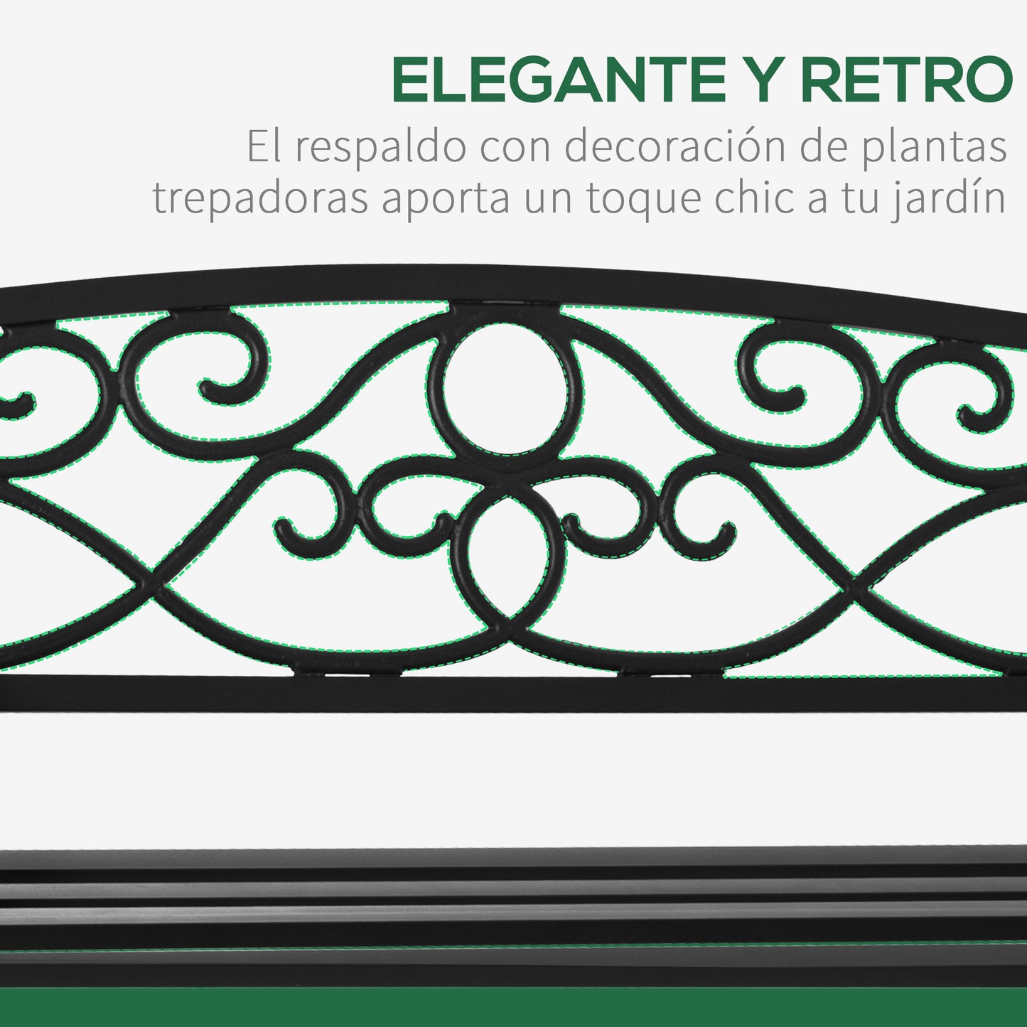 Outsunny Banco De Jardín Terraza 2 Plazas Con Reposabrazos Vintage 128x58,5x85cm_3