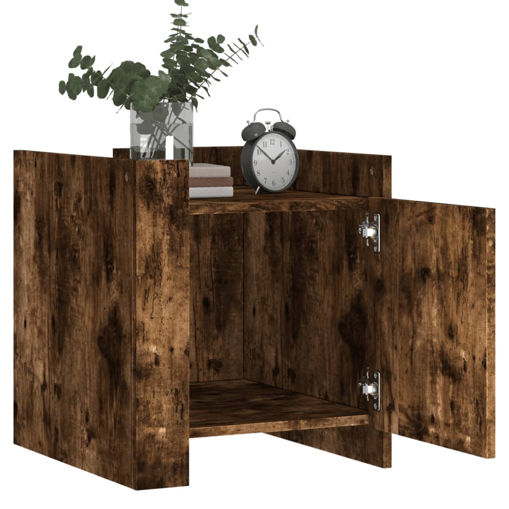 Mesita De Noche Madera De Ingeniería Roble Ahumado 45x50x50 Cm_1