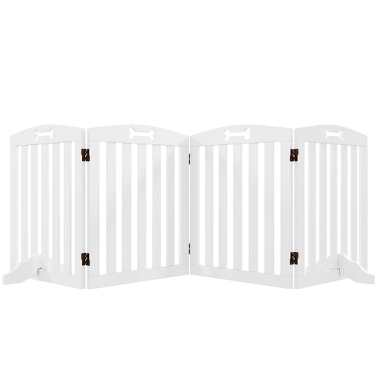 Pawhut Barrera De Seguridad Para Perros Plegable Con Pies Extraíbles Blanco_0