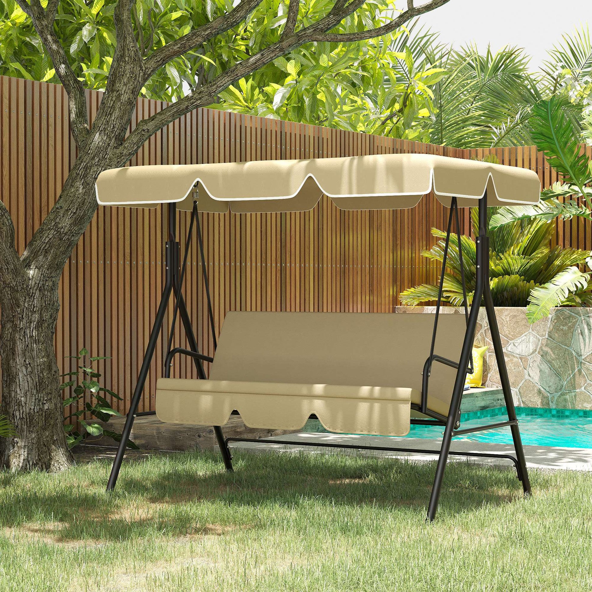 Outsunny Toldo De Repuesto Para Columpio De 3 Plazas 156x117x15 Cm Beige_1