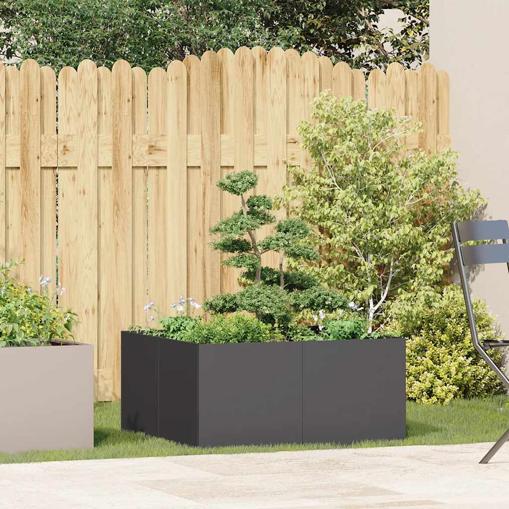 Jardinera De Acero Laminado En Frío Negro 80x80x40 Cm_2