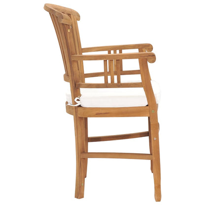 Vidaxl Sillas De Jardín 2 Uds Madera De Teca Con Cojines Blanco Crema_3