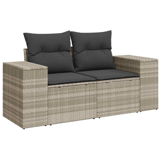Set De Sofás De Jardín 8 Pzas Y Cojines Ratán Sintético Gris / Vetonek_0