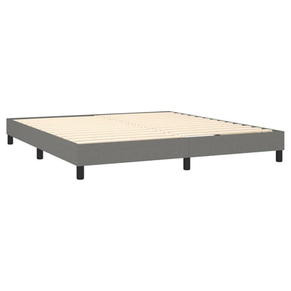 Cama Box Spring Colchón Y Luces Led Tela Gris Oscuro 160x200 Cm / Vetonek_3