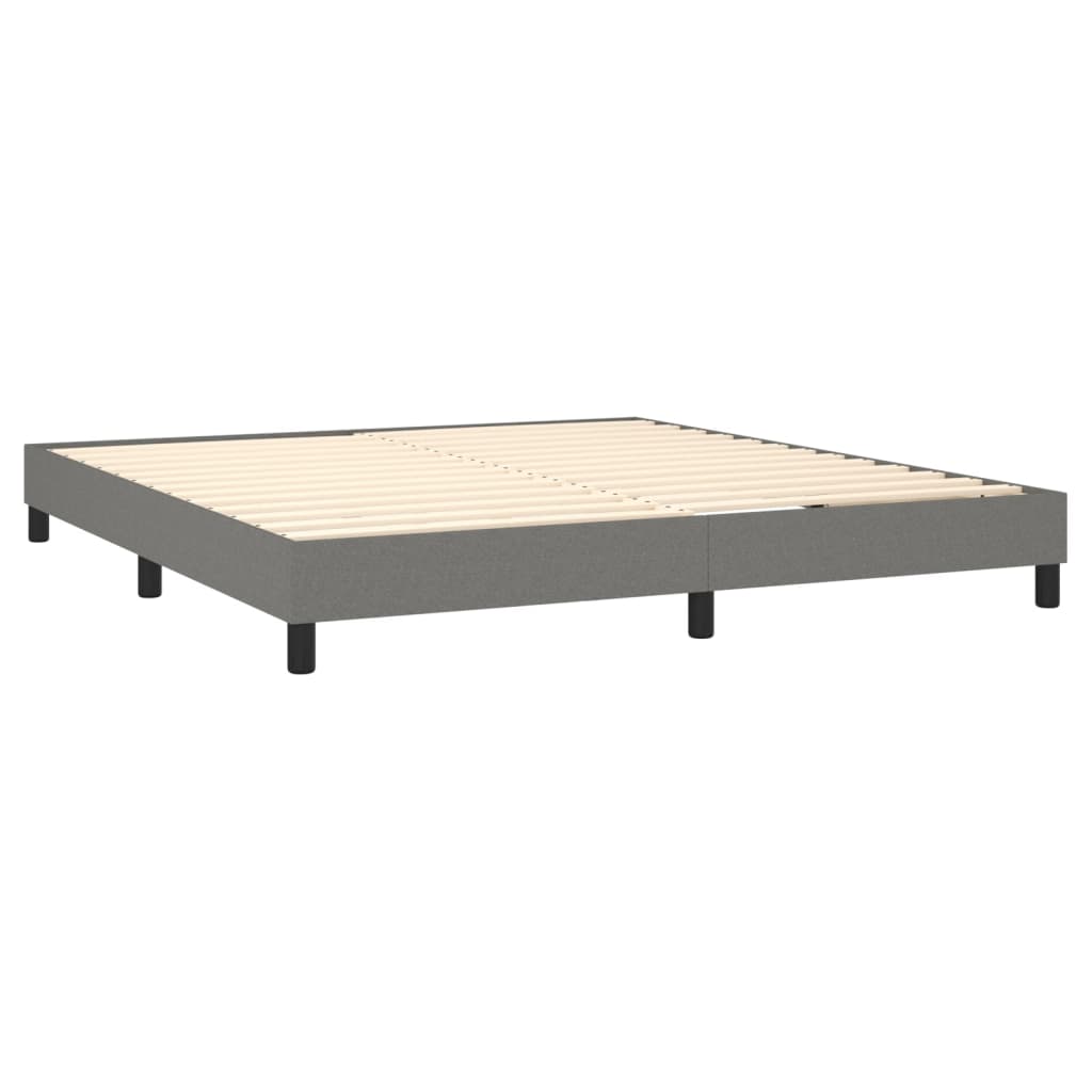 Cama Box Spring Colchón Y Luces Led Tela Gris Oscuro 180x200 Cm / Vetonek_3