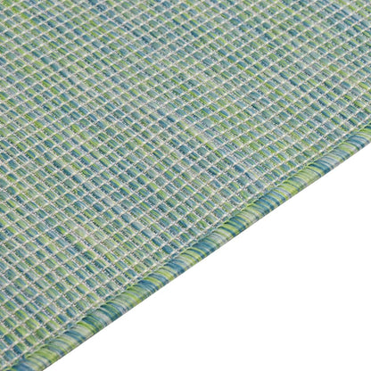 Alfombra De Exterior De Tejido Plano Turquesa 80x150 Cm_3