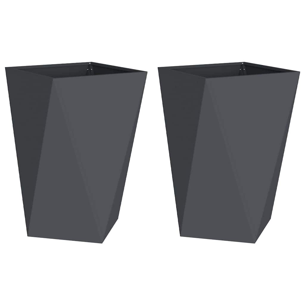Jardinera 2 Pcs Antracita 50 X 50 X 75 Cm Acero_0