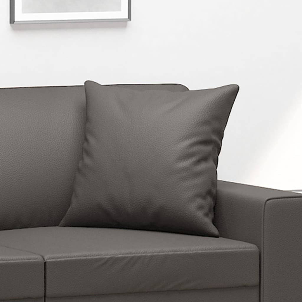 Vidaxl Cojines Decorativos 2 Uds Cuero Sintético Gris 40x40 Cm_4