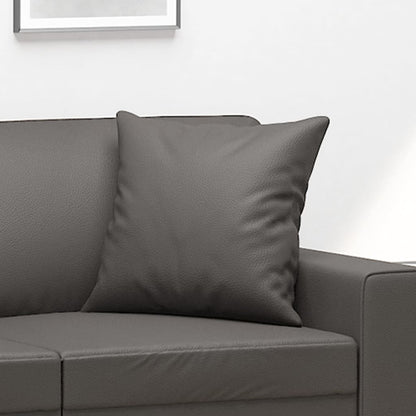 Vidaxl Cojines Decorativos 2 Uds Cuero Sintético Gris 40x40 Cm_4