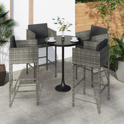 Vidaxl Taburetes De Cocina Con Cojines 4 Unidades Ratán Sintético Gris_1