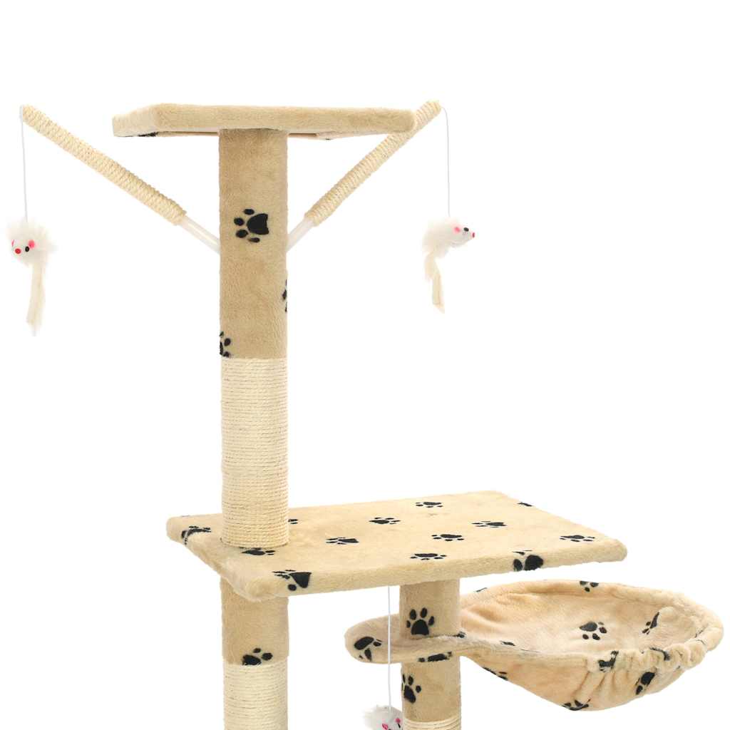 Rascador Para Gatos Con Poste De Sisal 230-250 Cm Huellas Beige_4