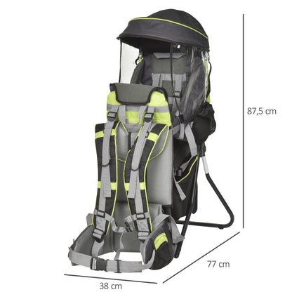 Homcom Mochila Portabebés Plegable Con Techo Impermeable Para 6-36 Meses Verde_2