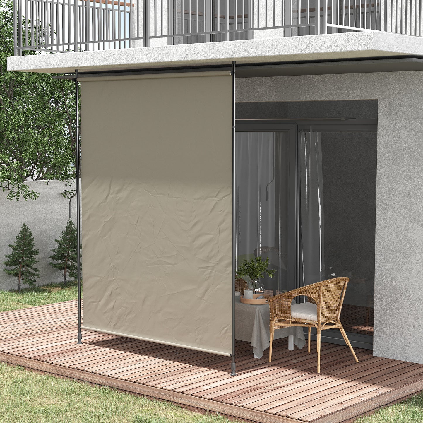 Outsunny Toldo Vertical Exterior 200x305 Cm Pantalla Privacidad Enrollable Arena_1