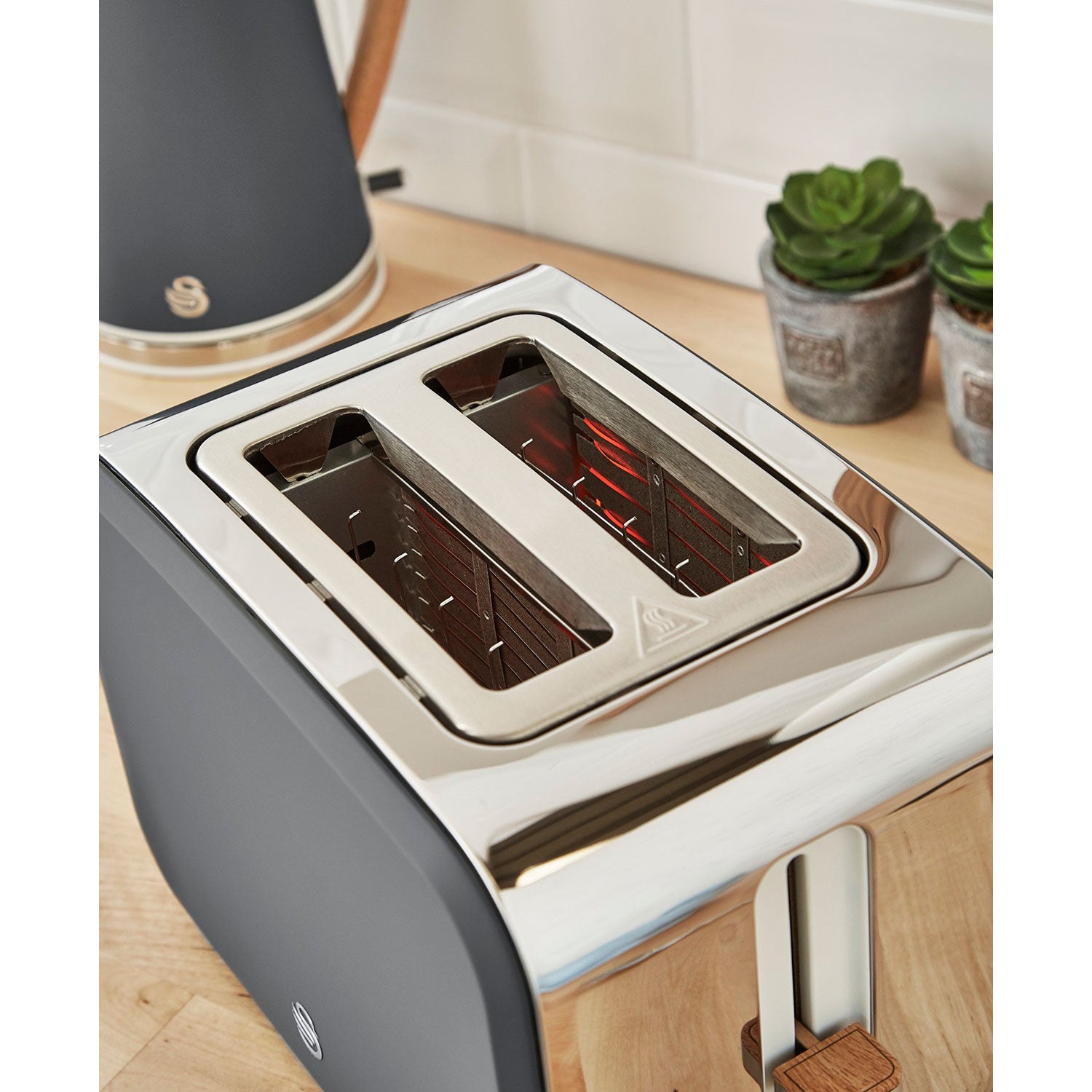 Swan Nordic Tostadora Pan Ranura Ancha 2 Rebanadas, 3 Funciones, 6 Niveles, Diseño Moderno, St14610gryneu, Gris 900w_2